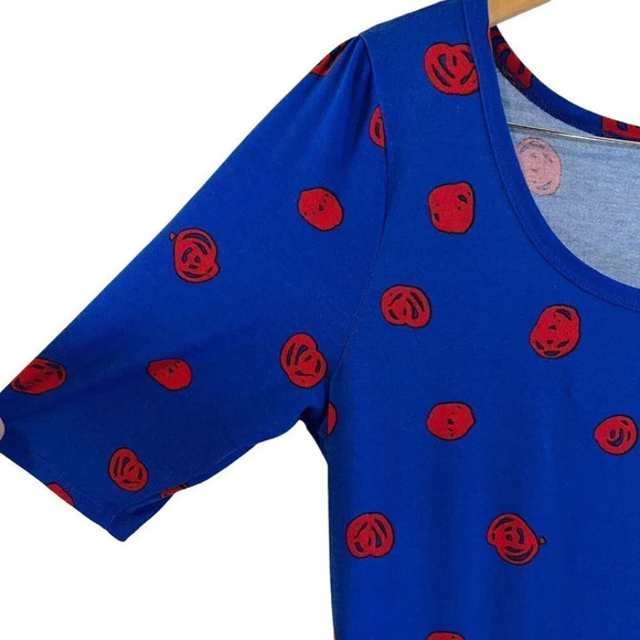 LulaRoe Polka Dot Dress Plus Size 2XL Midi Length Short Sleeves Knit Round Neck - Picture 4 of 7